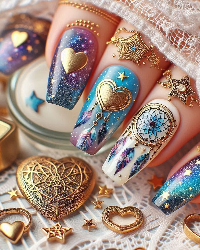 Constellation couture: These nails map out your personal star sign. Whether you’re a Leo, Pisces, or Sagittarius, let the cosmos guide your style.
