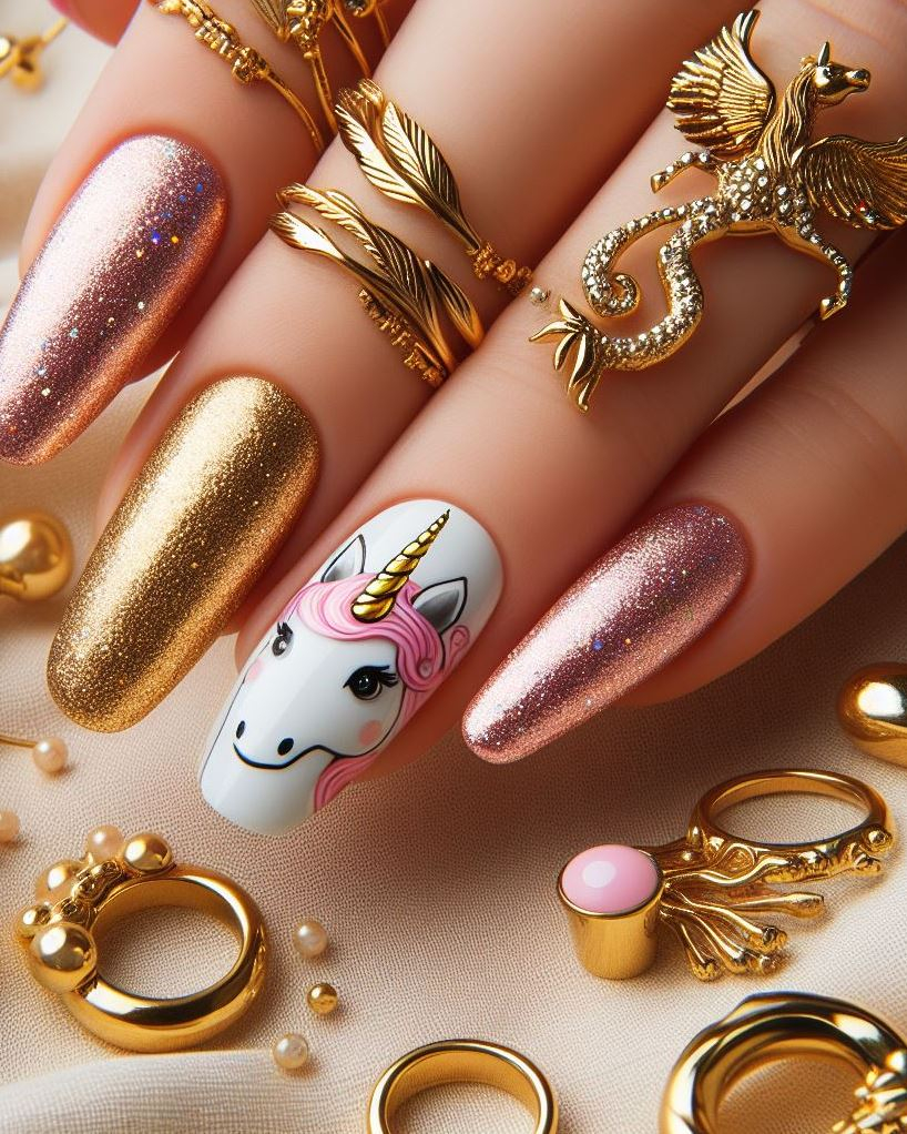 Ready to shine like a unicorn? These nail art ideas are your secret weapon! Sparkly and stunning, they’ll turn heads and add a magical touch to any look.