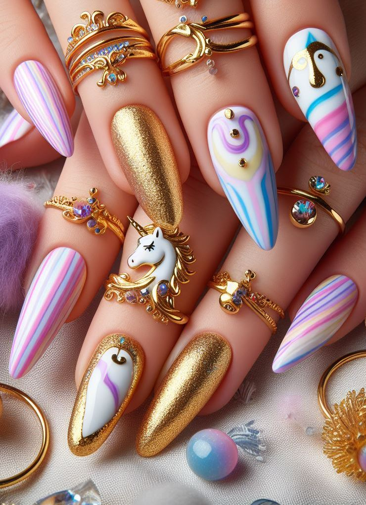 Embrace the unicorn trend with nail art ideas that are simply magical. Sparkly, stunning, and sure to turn heads, these designs will make your nails the star of any occasion.