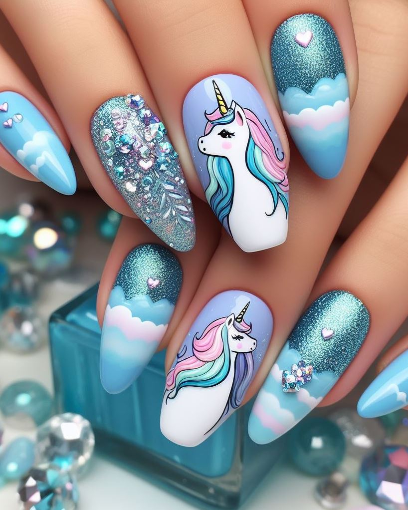 Unleash your inner unicorn with nail art ideas that are irresistibly sparkly and stunning. Perfect for turning heads and making a magical statement with your manicure.