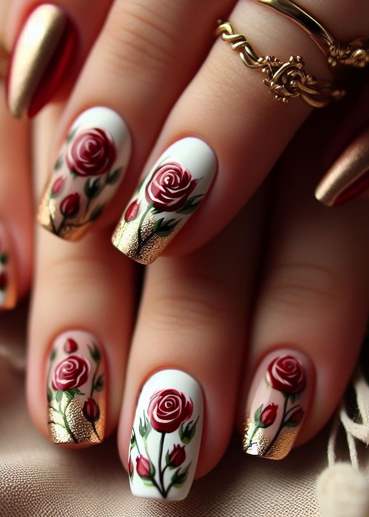 Skip the Boring! Stunning Rose Nail Art Ideas | Pocoko Let your nails bloom with beauty using white peach and red rose designs. These delightful ideas bring a mix of sweetness and sophistication to your manicure.