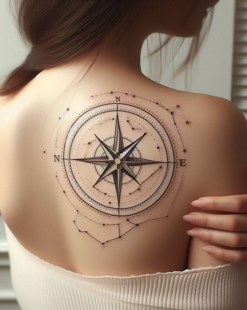 Shoulder and Back Tattoos: Mastering the Art of Placement | Pocoko Navigate your journey with style by adding a compass tattoo to your shoulder and back. These designs are a timeless symbol of adventure and finding your true path in life.