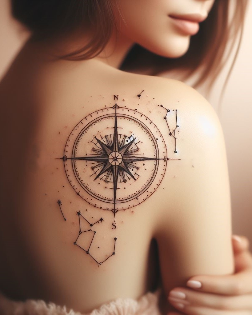 Shoulder and Back Tattoos: Mastering the Art of Placement | Pocoko Let your ink be your guide with compass inspired shoulder and back tattoos. Perfect for the wanderer at heart, these designs keep your sense of direction as sharp as your style.