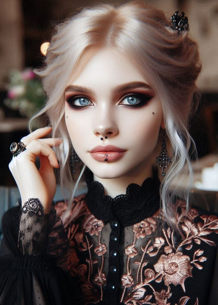 The Power of Highlighting: Gothic Makeup with a Skeletal Touch: Experiment with highlighting techniques for a unique gothic look. Use white or light grey highlighter to accentuate your cheekbones, brow bone, and the bridge of your nose, creating a skeletal-inspired effect.