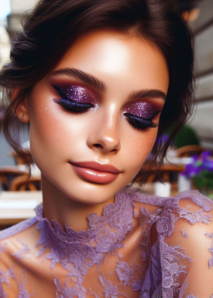 Smoky Symphony: Unleash a timeless classic! Blend rich brown and deep purple eyeshadows for a sultry smokey eye that flatters all eye colors. Perfect for a night out or adding a touch of drama.