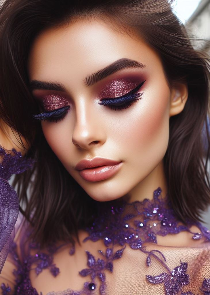 Berry Delight: Embrace the rich tones of autumn with a blend of plum purple and chocolate brown eyeshadows. This warm-toned look adds depth and complements brown or hazel eyes beautifully.
