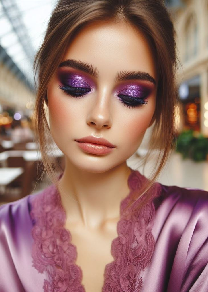 Metallic Muse: Take your purple and brown game up a notch with metallic eyeshadows! Choose a shimmery purple for the lid and a matte brown in the crease for a mesmerizing and dimensional look.