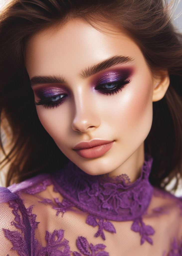 Purple Haze: Embrace the iconic look with a blend of shimmery lavender and deep plum purple eyeshadows. This dreamy combination adds depth and flatters all eye colors, perfect for a touch of 70s nostalgia.