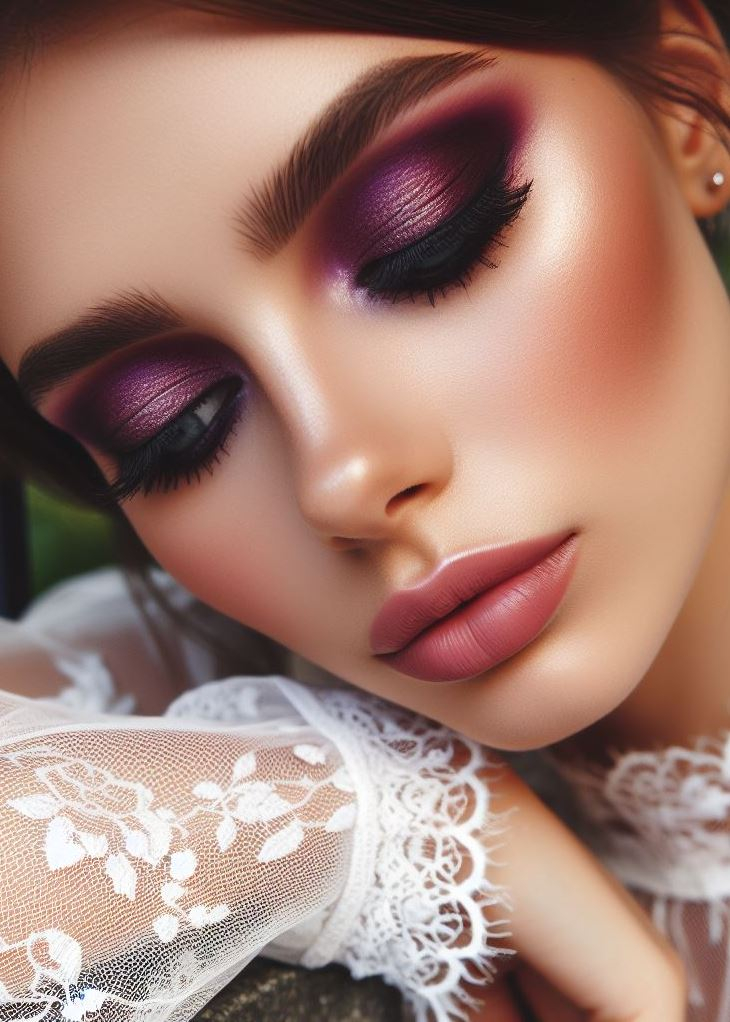 Smoky Chic: Blend a deep brown base with a shimmery purple lid shade for a classic and sultry smoky eye. Perfect for evening wear or adding a touch of drama.