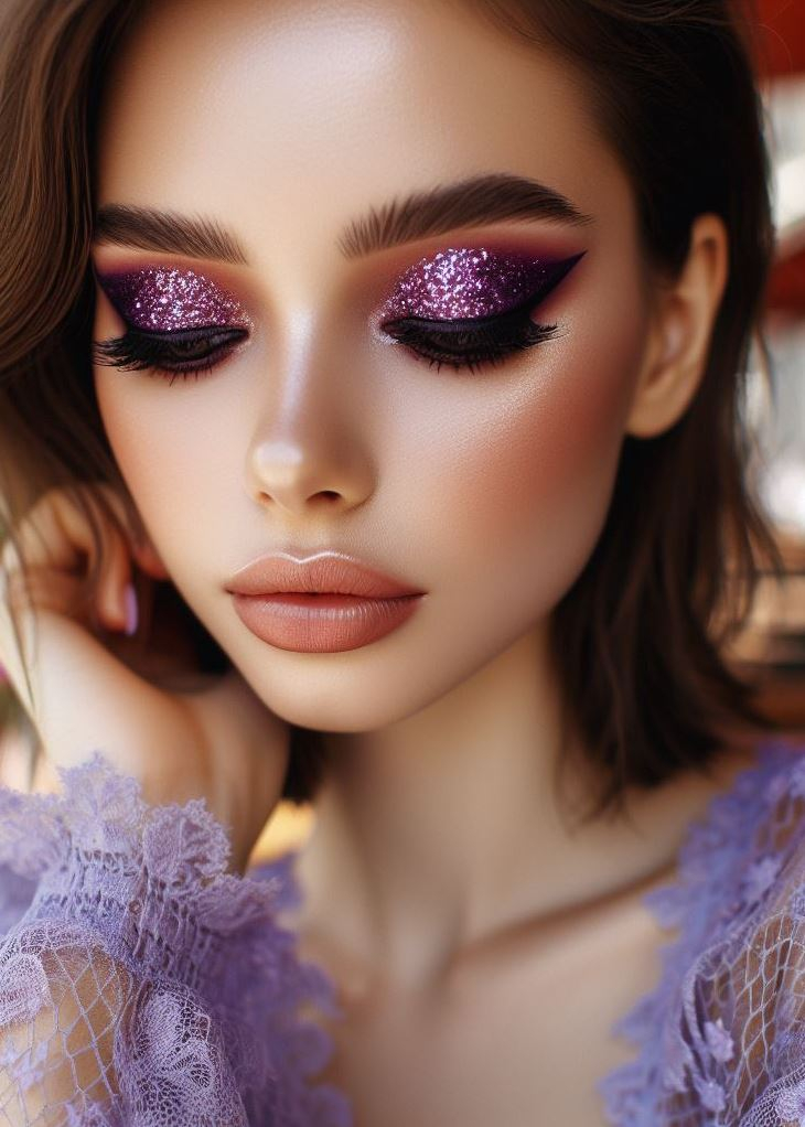 Enhance hooded eyes with a strategic blend of brown and purple eyeshadow. Start with a soft brown all over the lid, then deepen the crease with a cool-toned purple. This creates depth without overwhelming the eyelid.