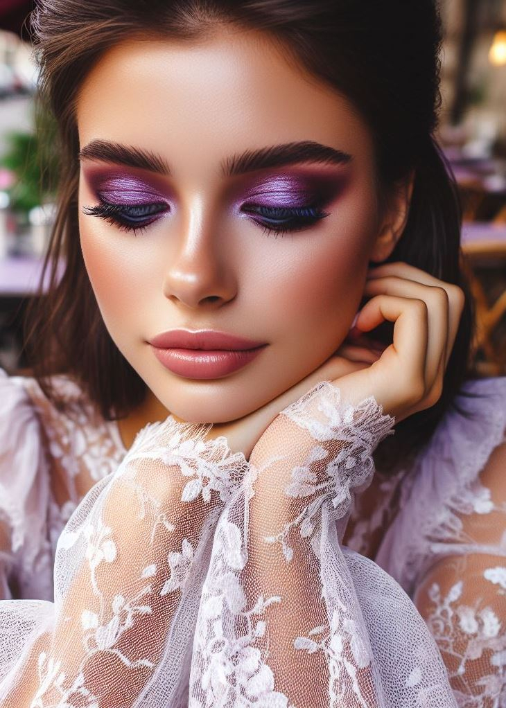 Smoky Serenity: Blend a deep brown base with a touch of shimmery purple for a sultry yet sophisticated smoky eye. Perfect for evening wear or adding a touch of drama to your everyday look.