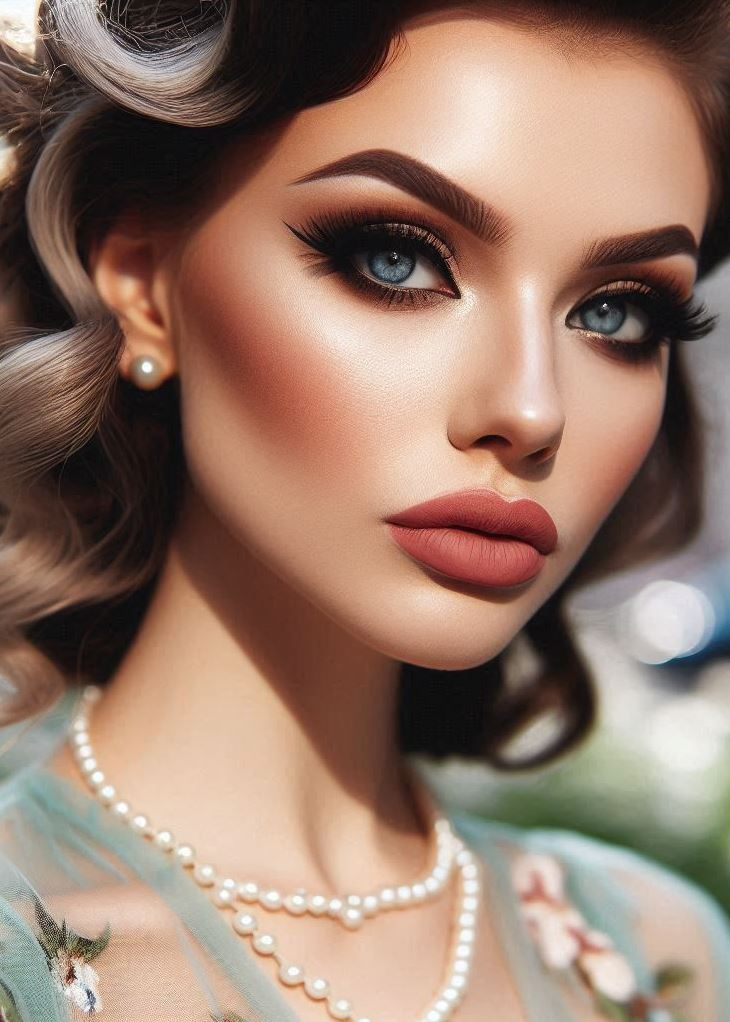 Pin-Up Perfection with Red Lips: Reimagine the classic pin-up look with a bold red lip. Opt for a matte or satin finish lipstick in a classic red shade, paired with flawless skin and minimal eye makeup for a timeless look.