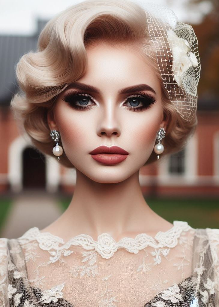 Embrace the Power Suit with a Bold 80s Retro Look: Command attention with a bold 80s-inspired retro makeup look. Think strong smoky eyes in vibrant colors, dramatic blush placement, and a bold red lip for a powerful and confident statement.