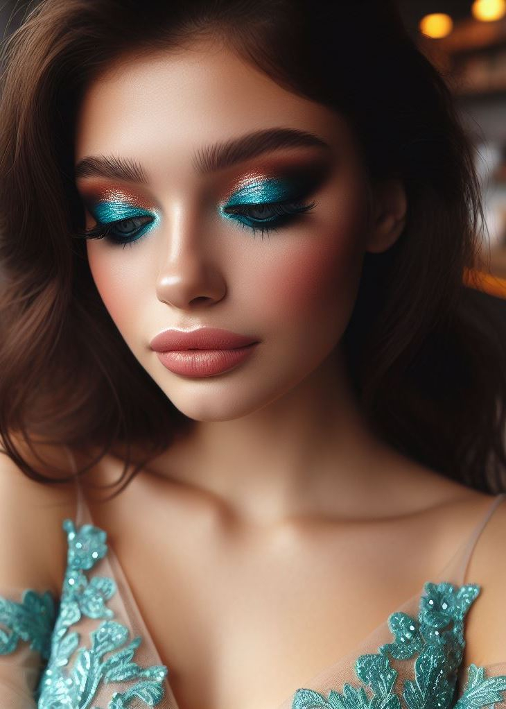 Aquamarine And Brown Eyeshadow: A Surprisingly Easy Smokey Eye | Pocoko Aquamarine shimmer on the inner corners, paired with a warm cinnamon crease. Spice up your gaze! π₯π