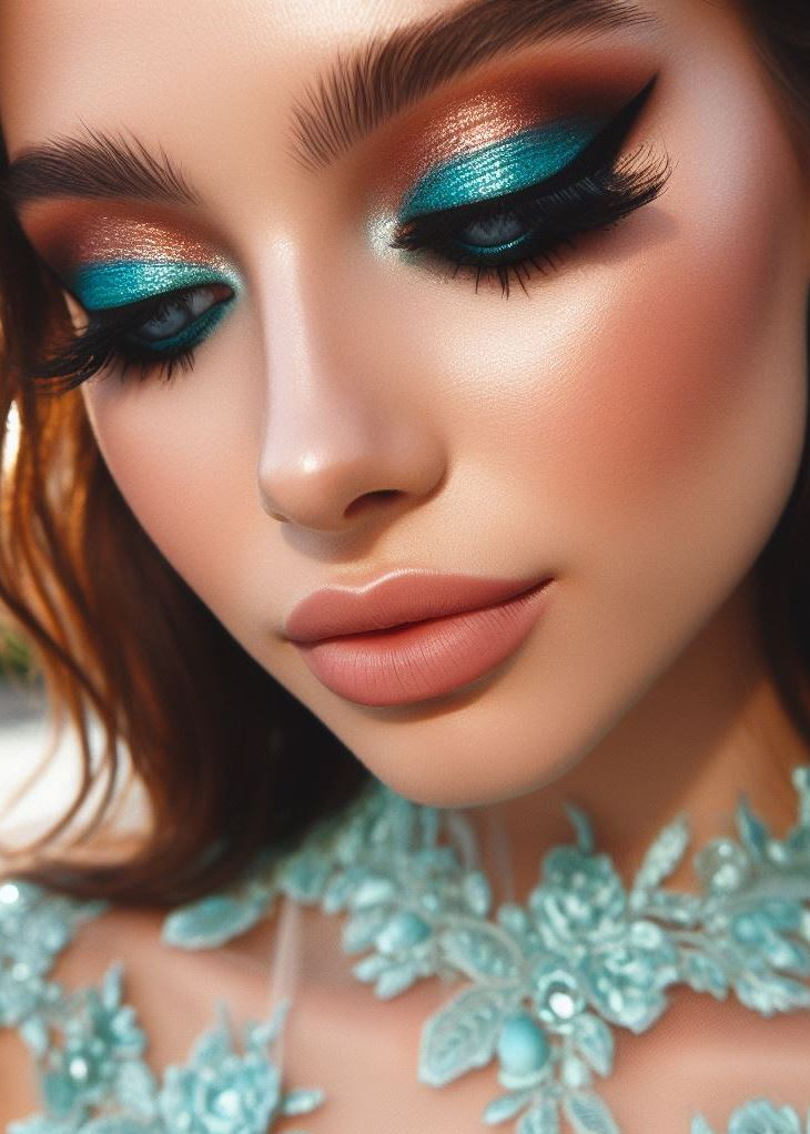 Aquamarine And Brown Eyeshadow: A Surprisingly Easy Smokey Eye | Pocoko Aquamarine liner flicked out like a sirenβs tail, surrounded by warm chestnut tones. Youβre the enchantress! π§ββοΈπ₯