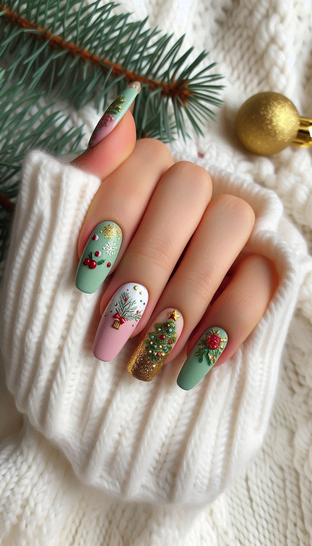 Light up the holiday season with Christmas tree nail art. These designs are perfect for adding a festive sparkle to your nails!