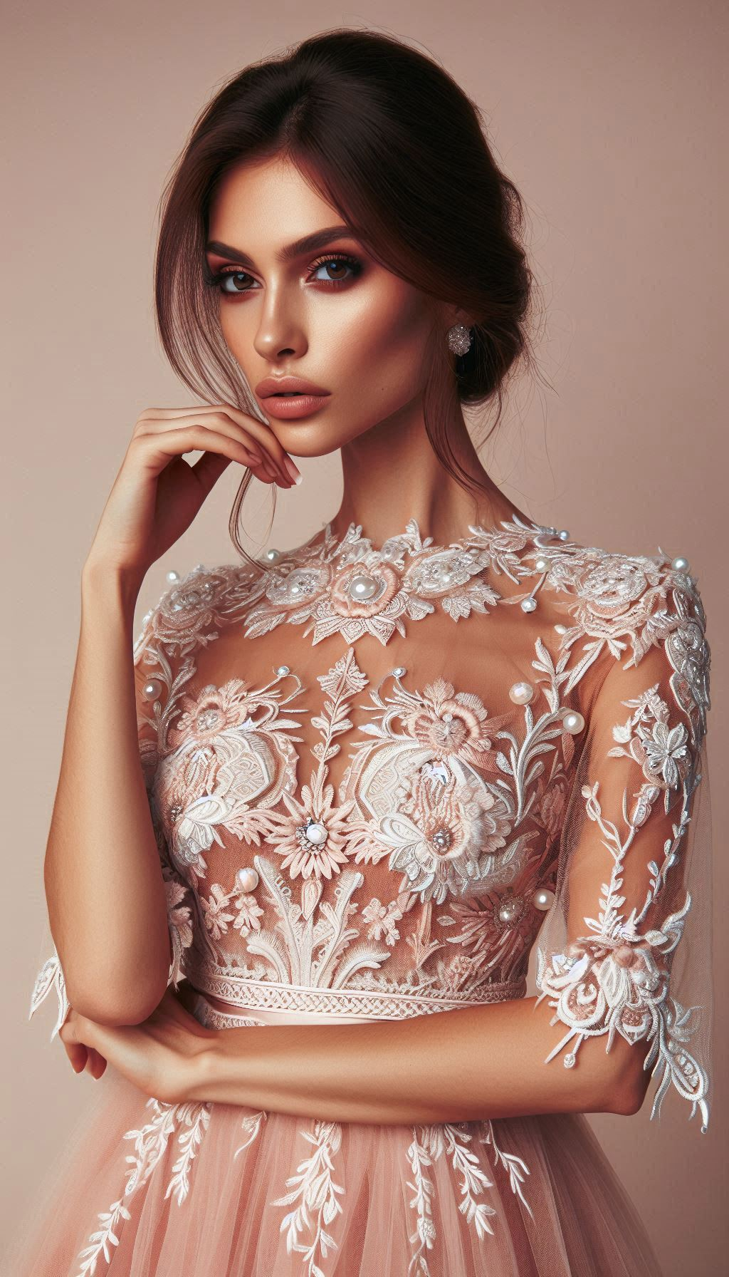 Embrace elegance with a dusty pink dress featuring white embroidery. Delicate, chic, and perfect for any occasion!