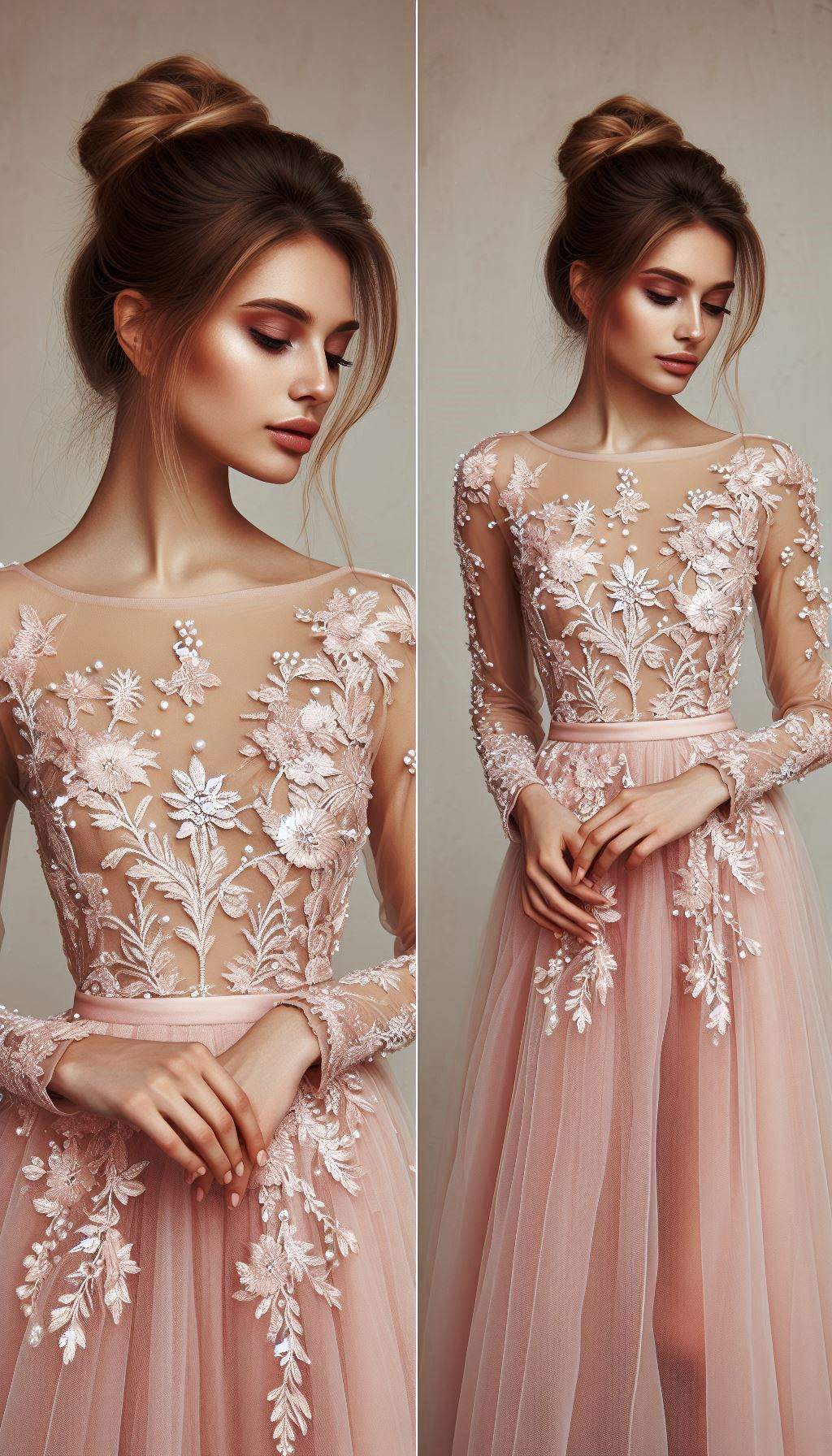 Feel like a princess in a dusty pink dress with delicate white embroidery. Perfect for adding a touch of elegance to your wardrobe!