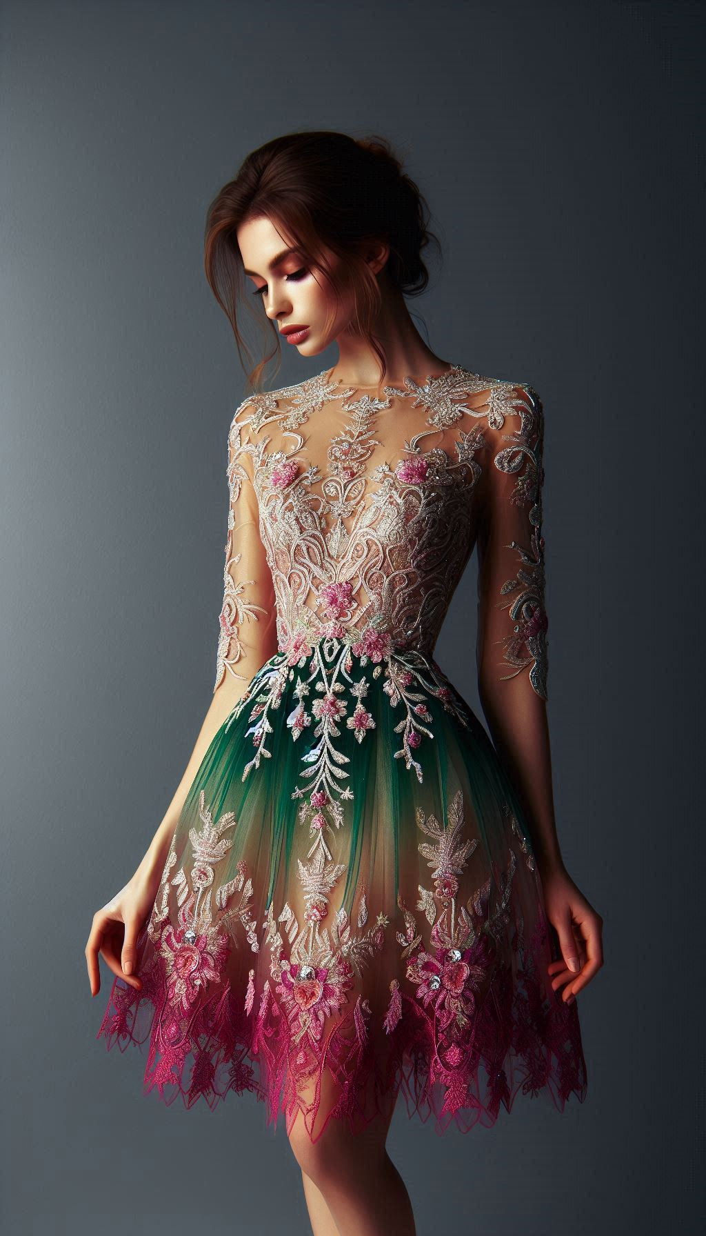 Feel like a floral goddess in a fuchsia dress with green embroidery. Bold, beautiful, and perfect for any occasion!