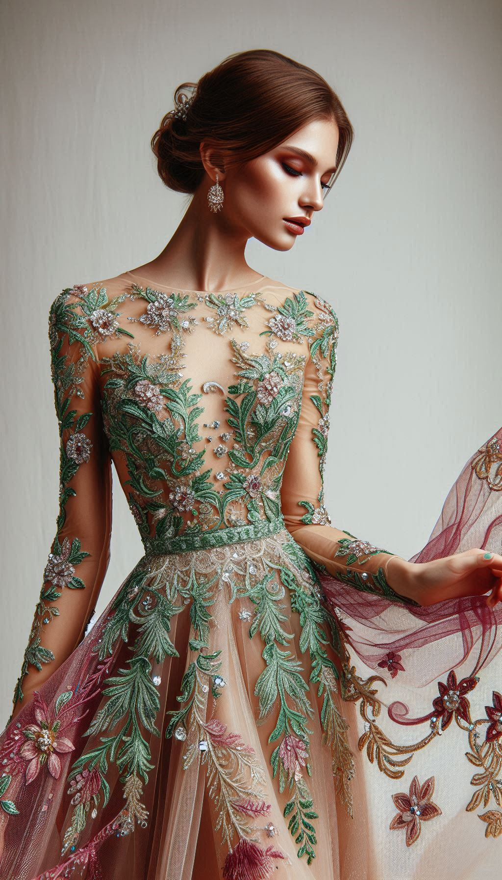 Brighten up your day with a fuchsia and green floral embroidery dress. Bold, beautiful, and effortlessly chic!