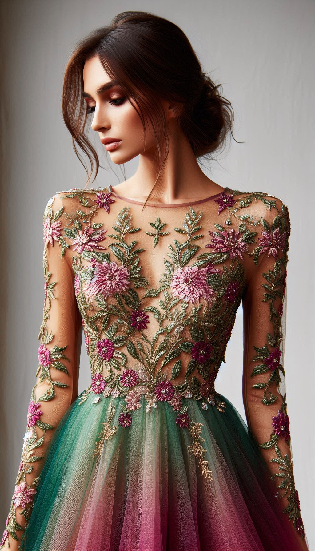 Embrace the essence of spring with a fuchsia and green floral embroidery dress. Bright, beautiful, and effortlessly chic!