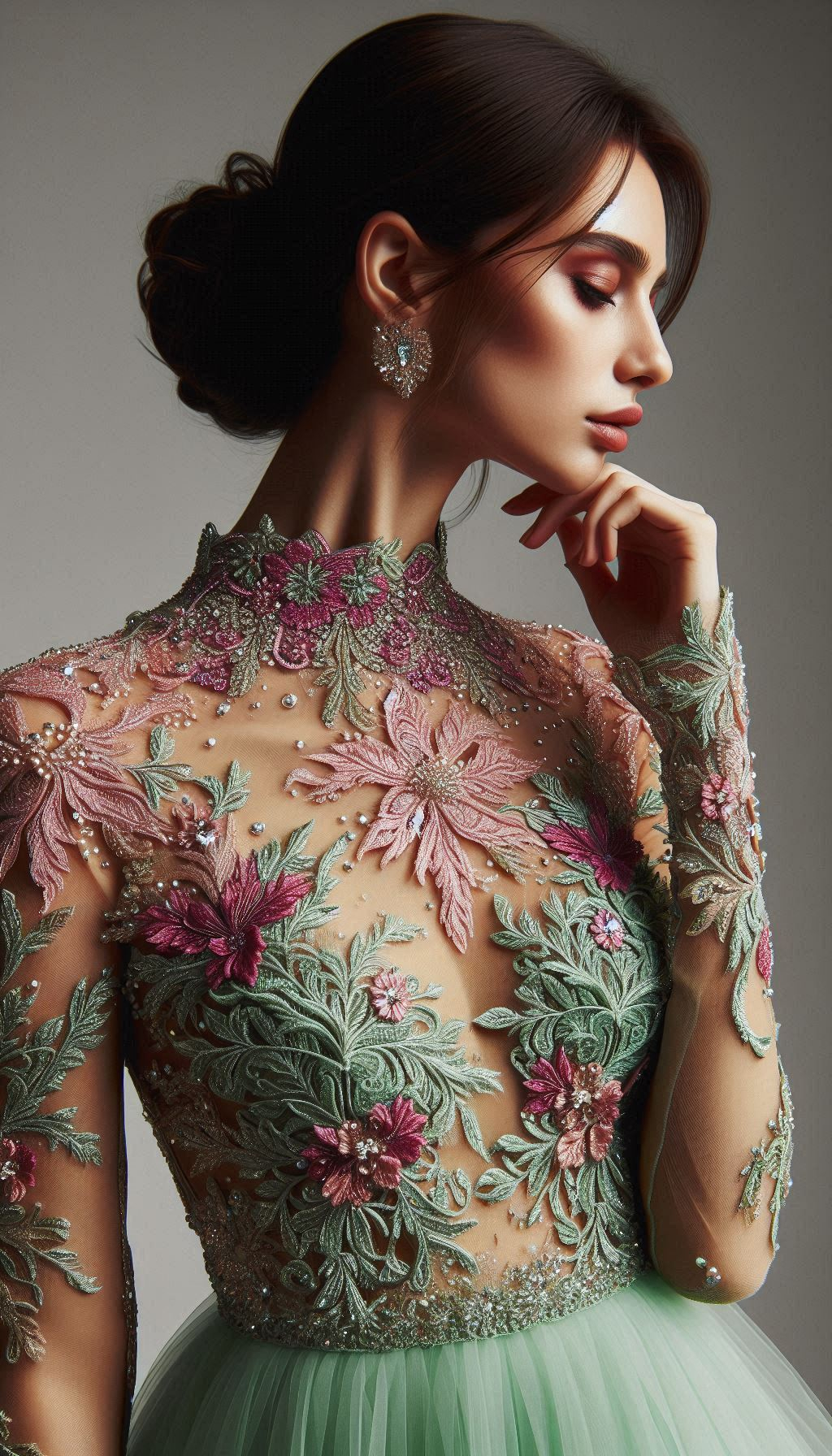 Make a statement with a fuchsia and green floral embroidery dress. Perfect for adding a splash of color to your wardrobe!