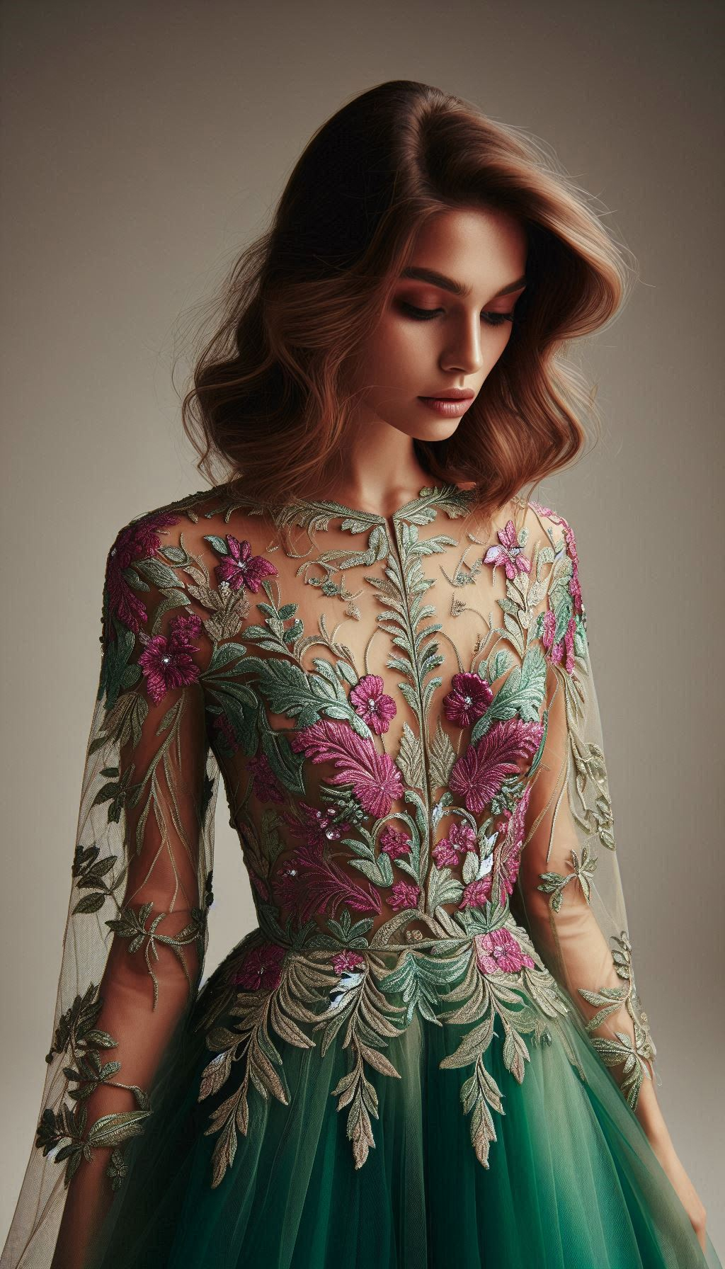 Add a pop of color with a fuchsia and green floral embroidery dress. Fresh, fun, and fabulously stylish!