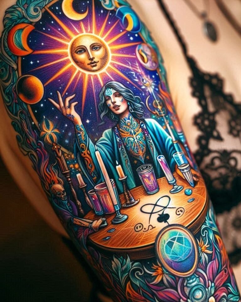 Witchcraft Tattoos: A Sacred Journey Through Moon, Star, and Tree ...
