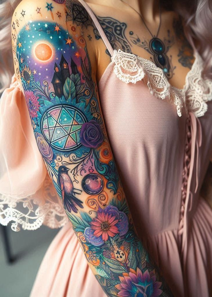 Let your ink tell a story with magical witchcraft tattoos. Perfect for women who love mysterious and powerful designs!