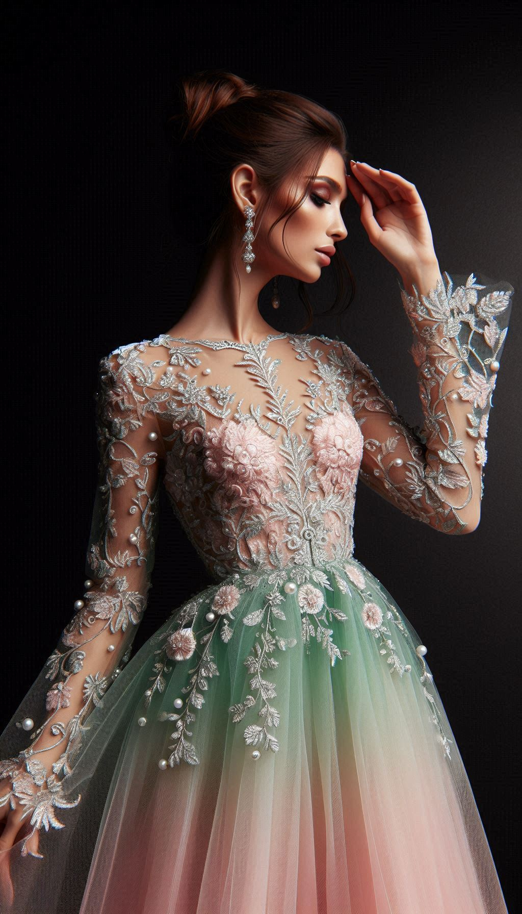 Step into spring with mint and pink floral embroidery. Delicate, refreshing, and oh-so-chic for any occasion!