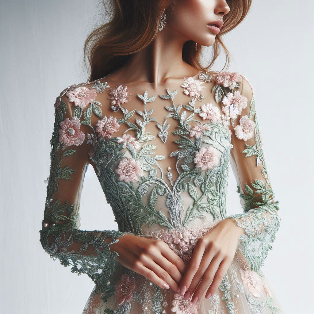 Floral Embroidery Dresses. Feel like a garden fairy in mint and pink floral embroidery. Enchanting, chic, and utterly enchanting!