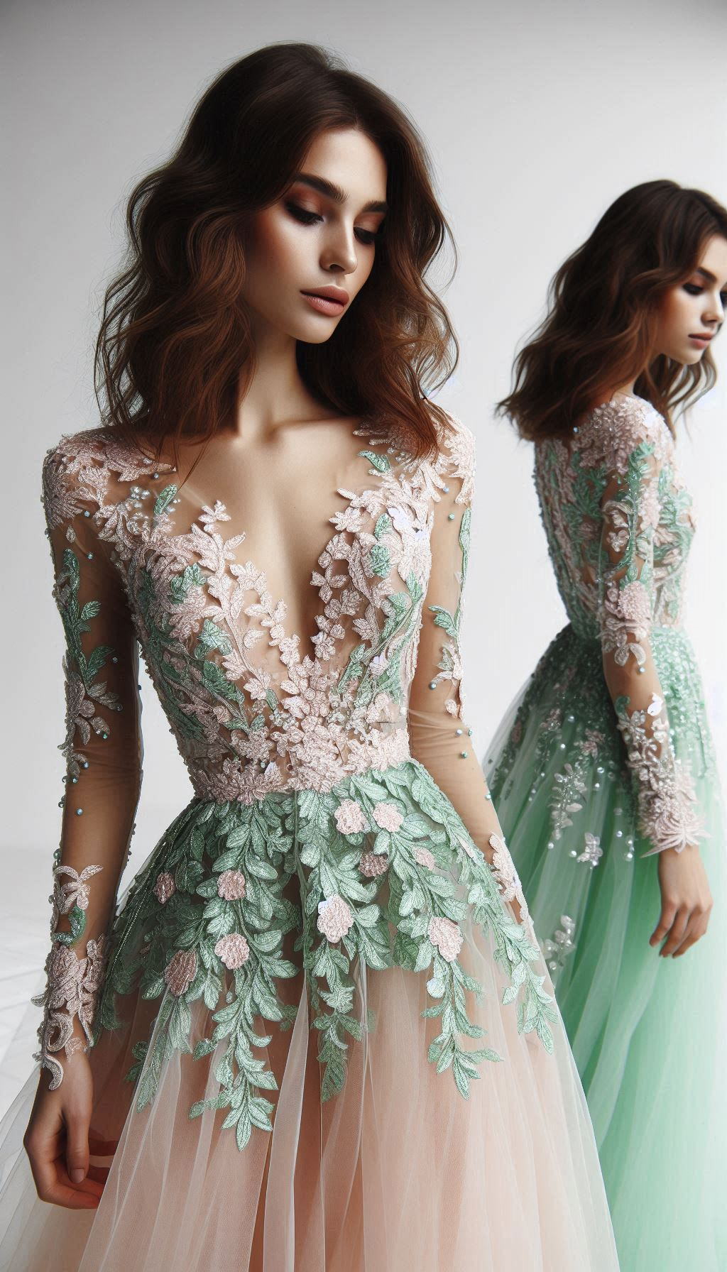 Brighten your day with mint and pink floral embroidery. Fresh, fun, and perfect for any occasion!