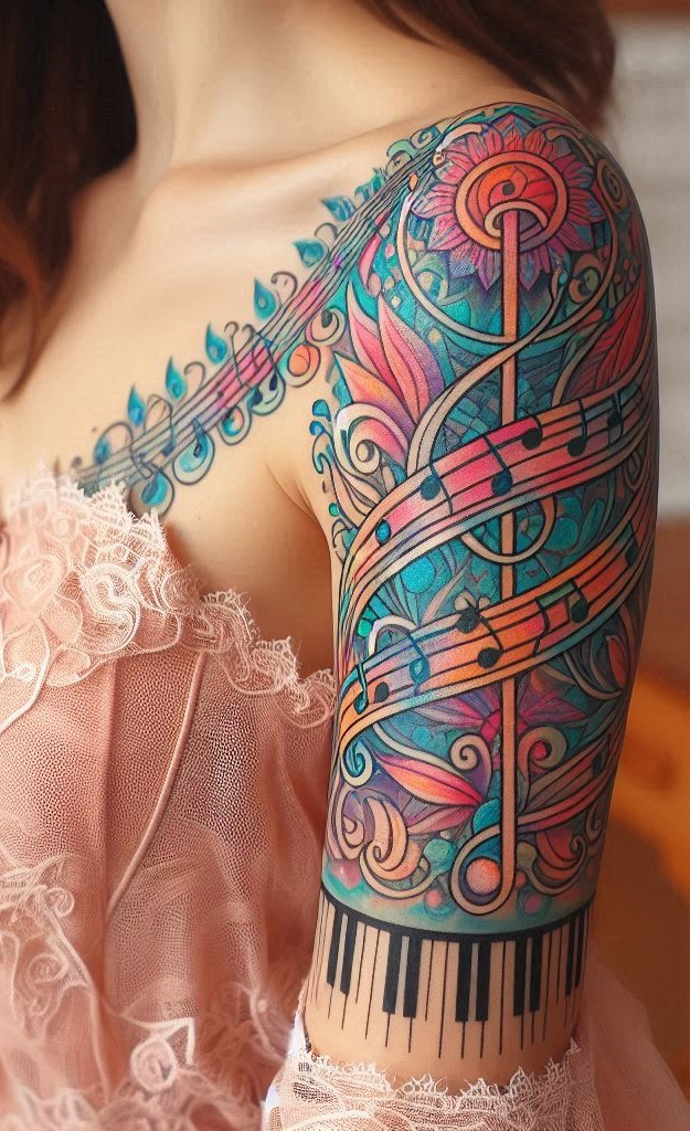Transform your ink with beautiful musical notes tattoo ideas. Perfect for women who let their hearts beat to the sound of music!