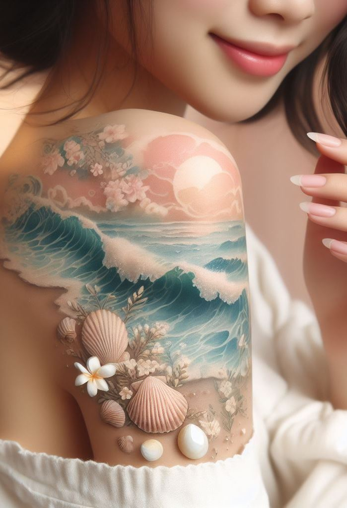 Celebrate the sea with beautiful ocean and shells tattoos. These designs are perfect for women who feel a deep connection to the ocean!