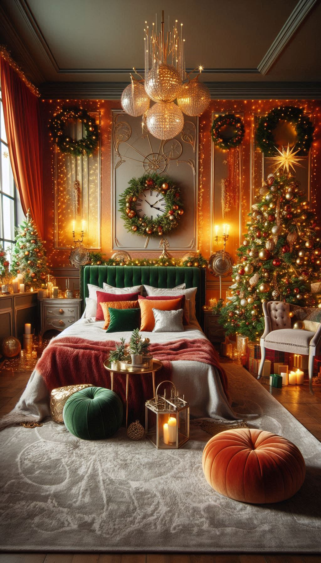 Add a pop of color to your festive decor with orange Christmas decorations. Perfect for a cheerful holiday bedroom!