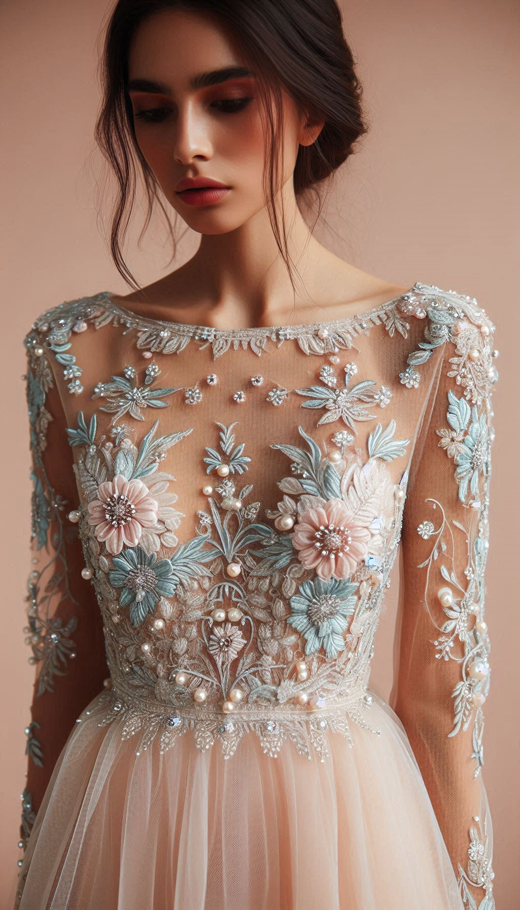 Say hello to your new favorite dress! Pastel with silver and white embroidery—romantic, chic, and utterly charming.