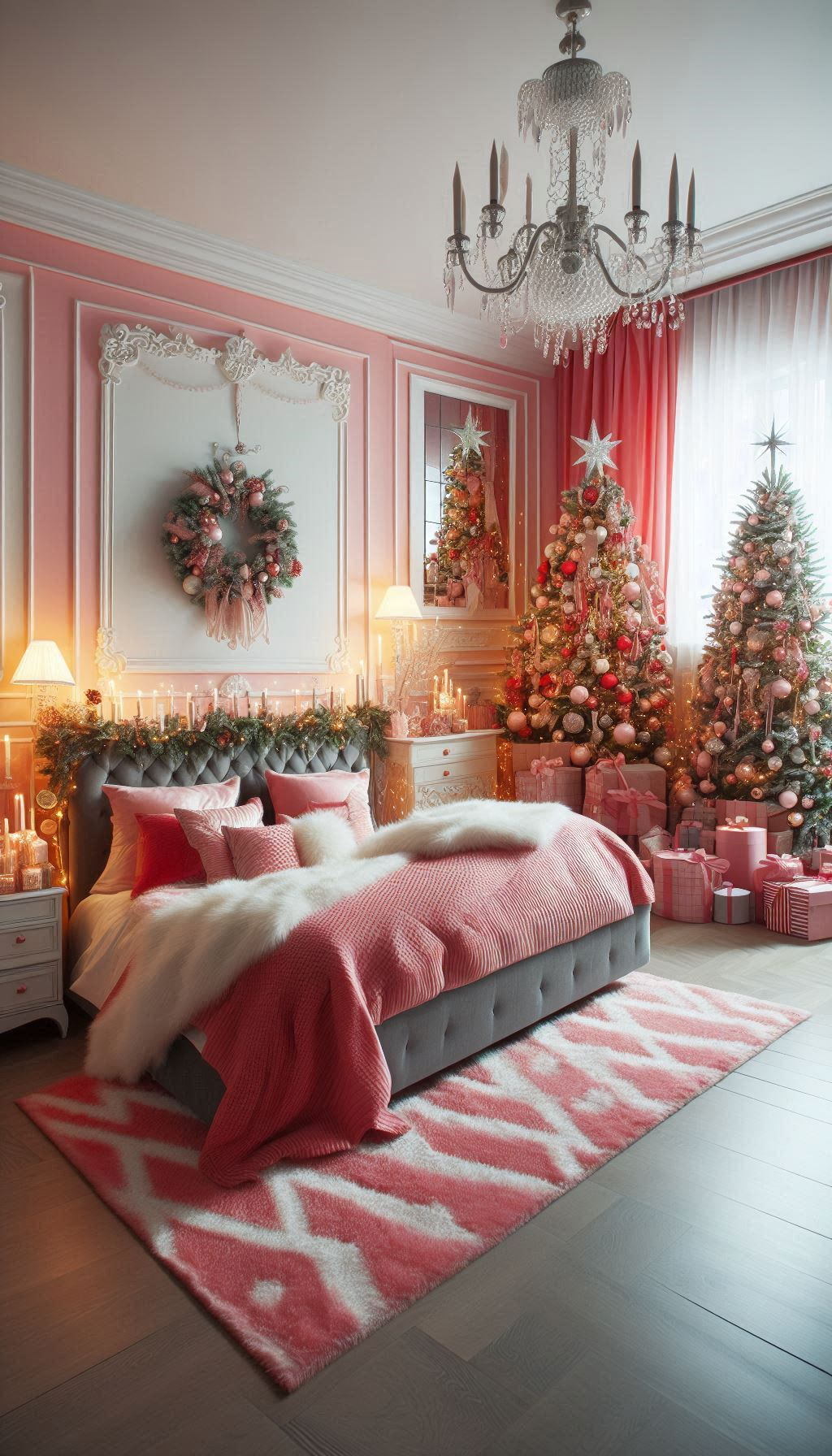 Add a splash of pink to your Christmas decor. These decorations make your bedroom feel whimsical and cozy!