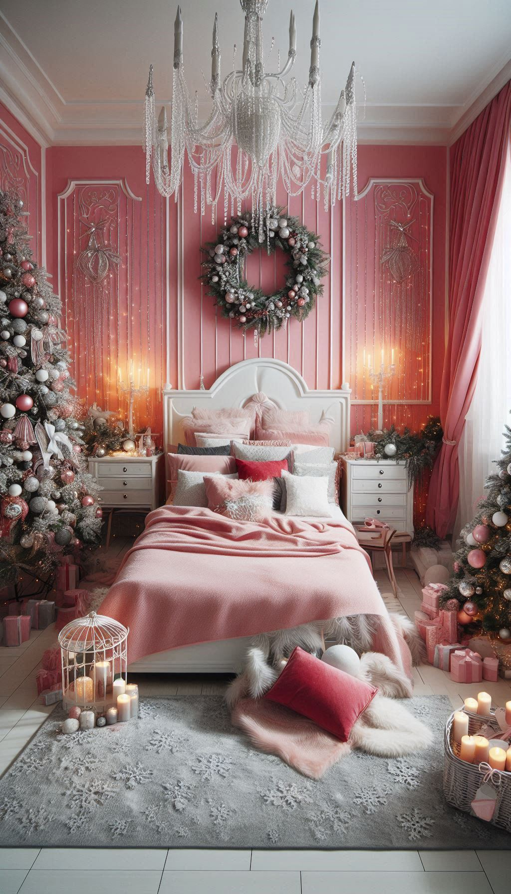 Add a touch of whimsy to your holiday decor with pink Christmas bedroom decorations. Festive fun at its best!