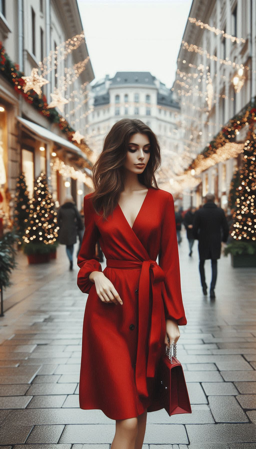 Step up your holiday fashion game with a classic red wrap dress. Perfect for any festive occasion, it’s the ultimate mix of elegance and holiday cheer.