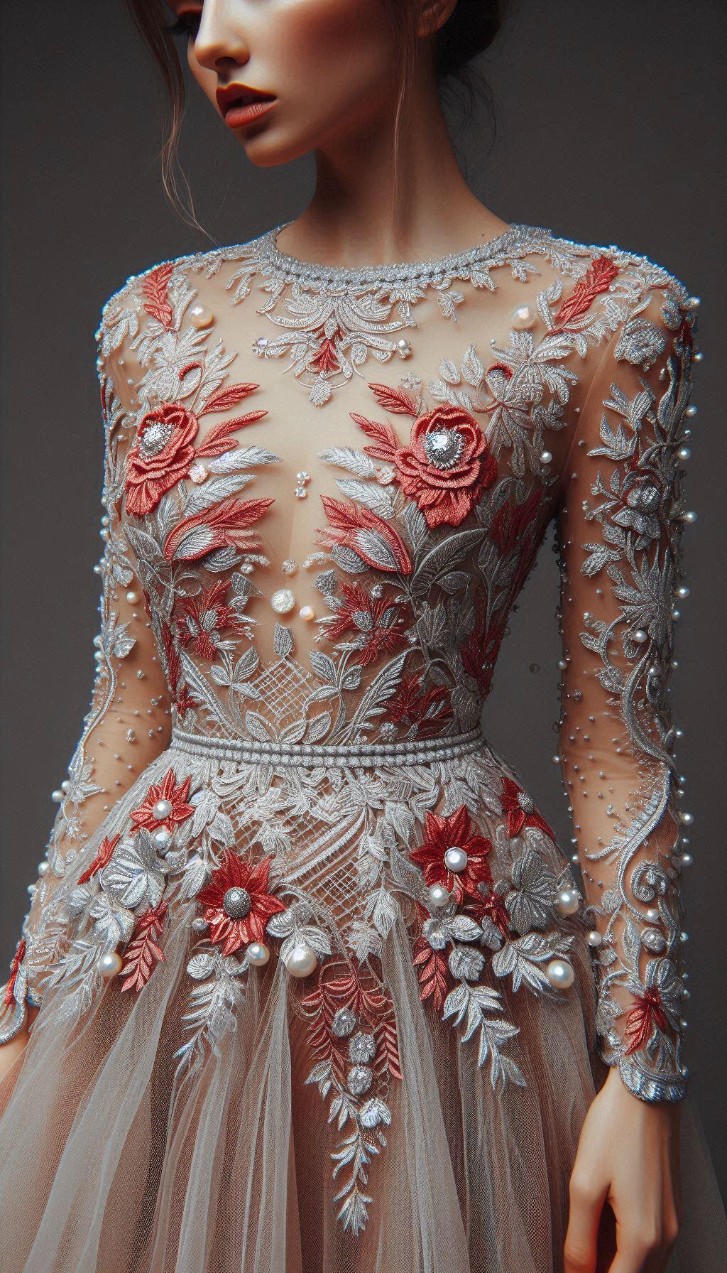 Step into elegance with a red and silver embroidery dress. Bold, beautiful, and ready to turn heads!