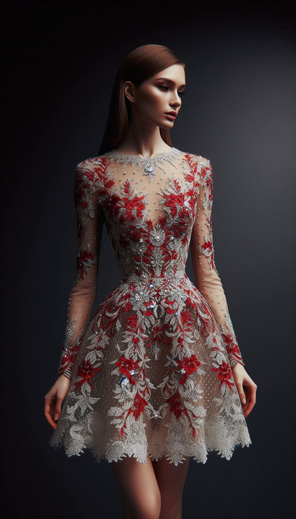 Shine bright in a red and silver embroidery dress. Elegant, festive, and utterly chic!