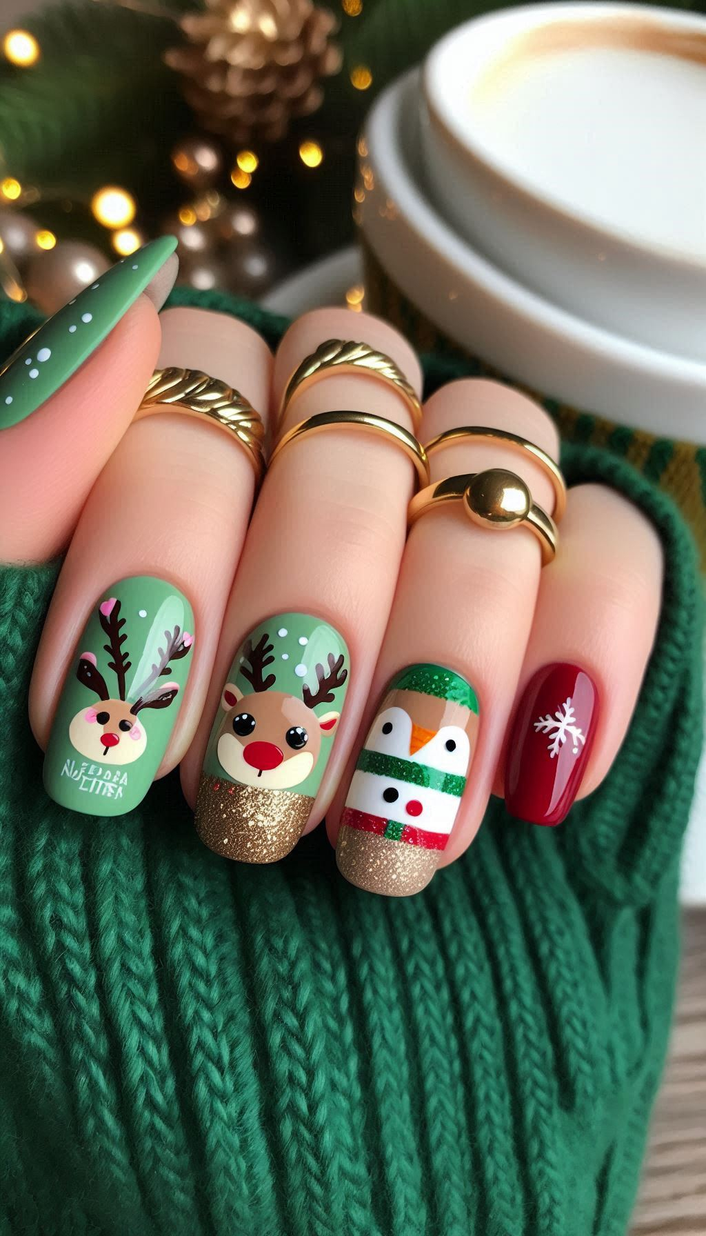 Get festive with reindeer nails that add a touch of holiday whimsy to your style. These designs are sure to bring a smile to your face!