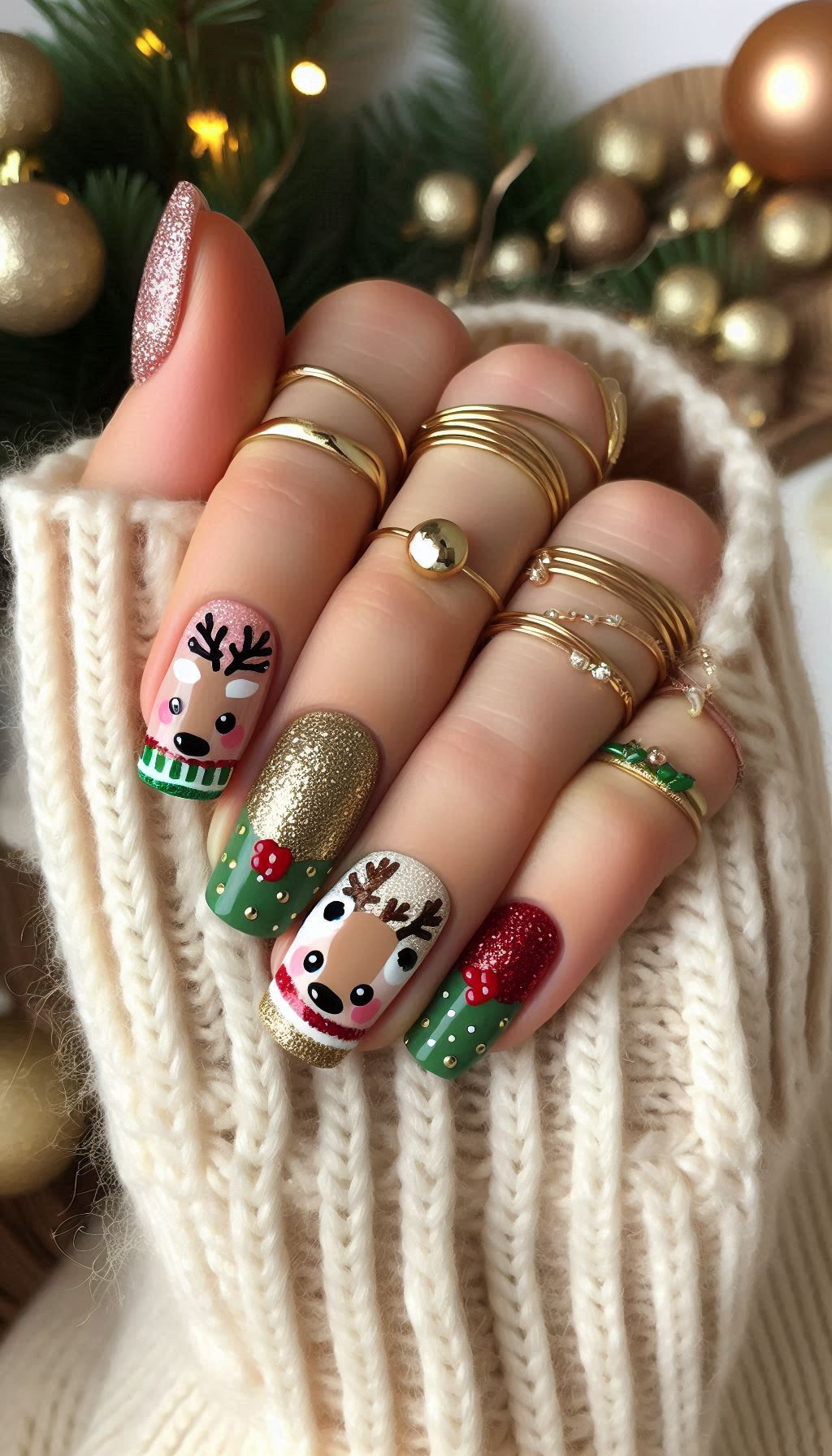 Let Rudolph and his friends light up your nails this season. Reindeer Christmas nails are the perfect mix of cute and festive!