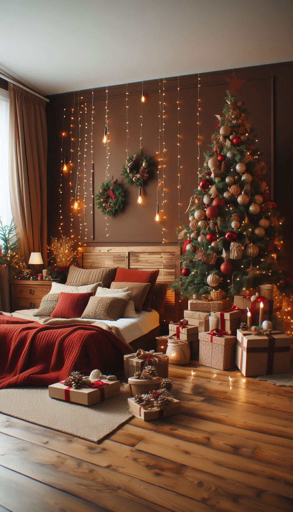 Bring the outdoors in with rustic Christmas decorations for your bedroom. Cozy, natural, and wonderfully festive!