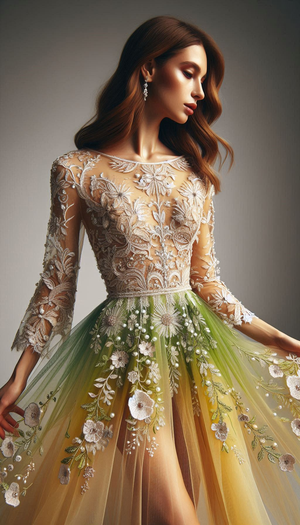 Step into spring with a yellow and green floral embroidery dress. Bright, cheerful, and perfect for adding a touch of sunshine to your wardrobe!