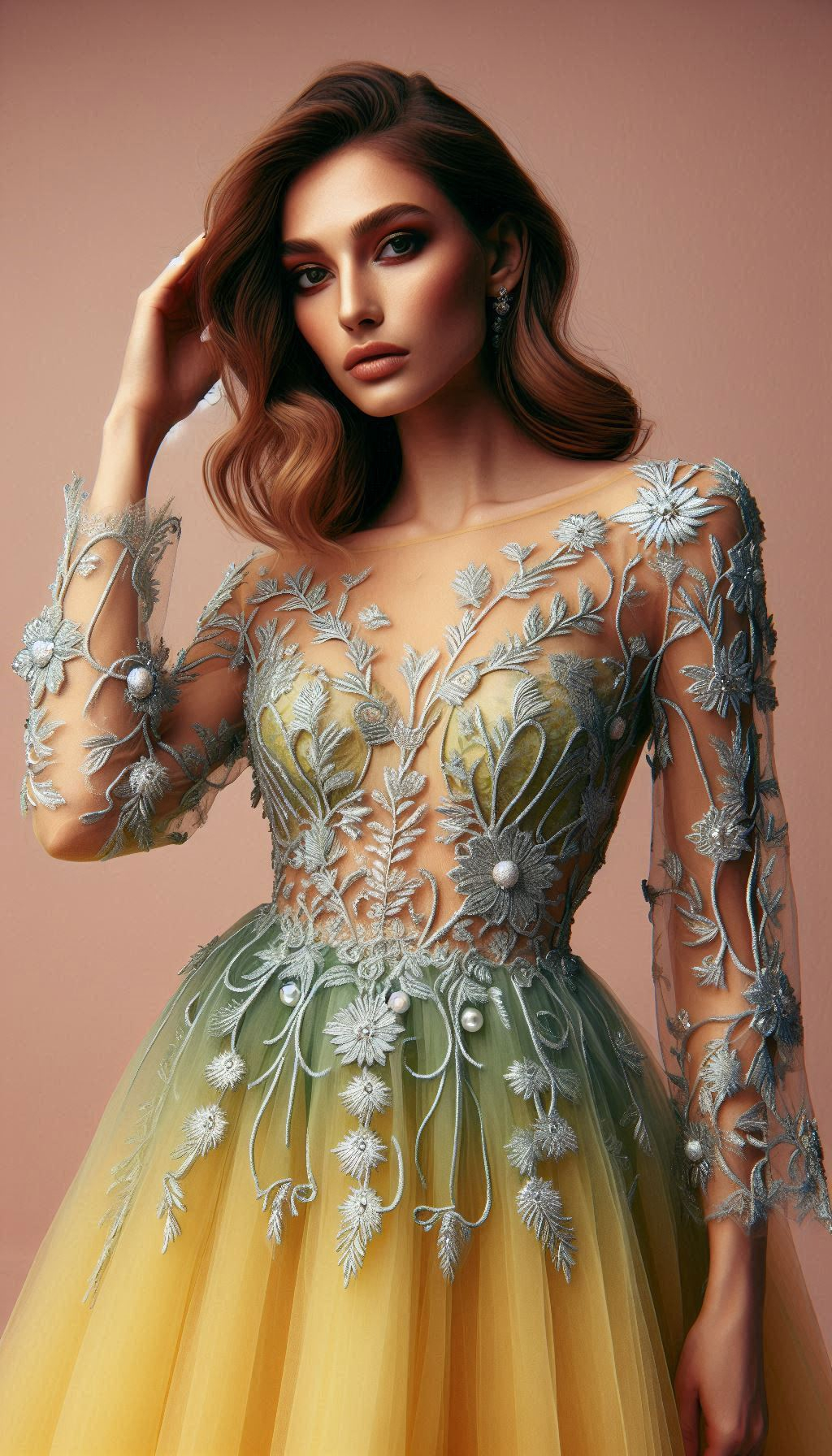 Capture the essence of spring in a yellow and green floral embroidery dress. Light, lively, and fabulously chic!