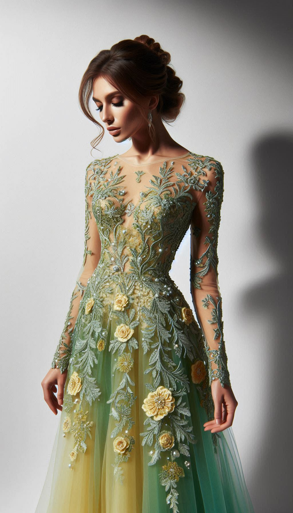 Add a splash of color to your wardrobe with a yellow and green floral embroidery dress. Fresh, fun, and full of charm!