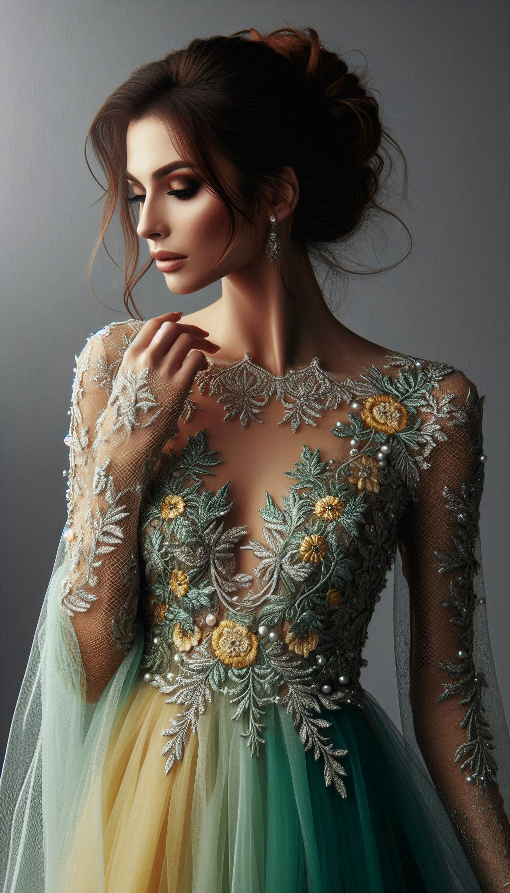 Feel like a garden fairy in a yellow and green floral embroidery dress. Perfect for adding a touch of whimsy to your day!