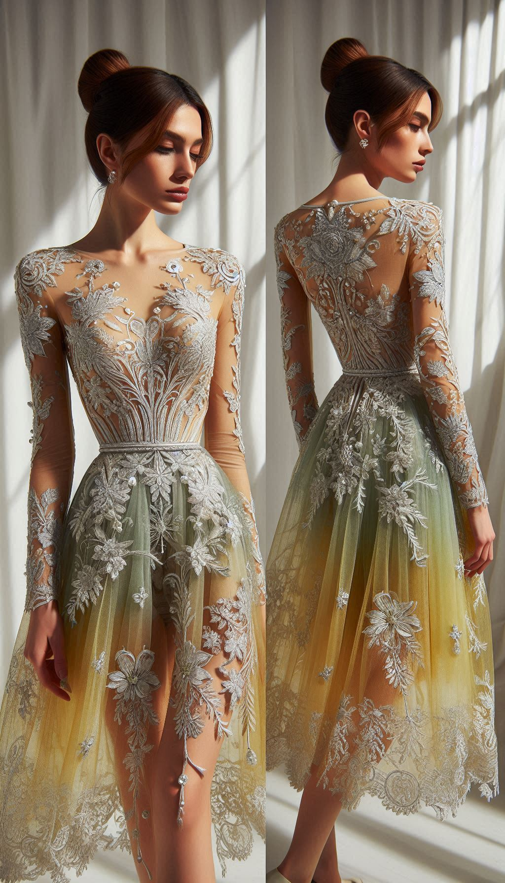 Embrace floral fashion with a yellow and green embroidery dress. Fresh, vibrant, and ready to brighten your day!