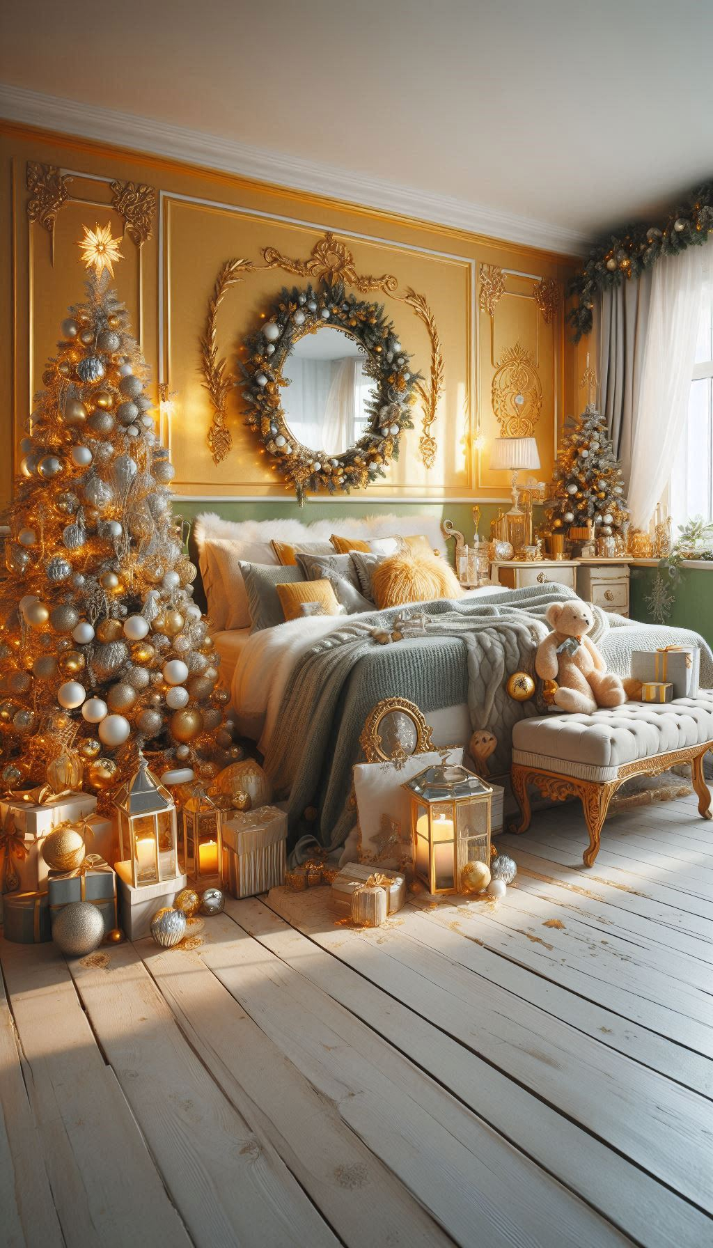 Add a splash of sunshine to your holiday decor with yellow Christmas bedroom decorations. Warm, vibrant, and full of festive cheer!